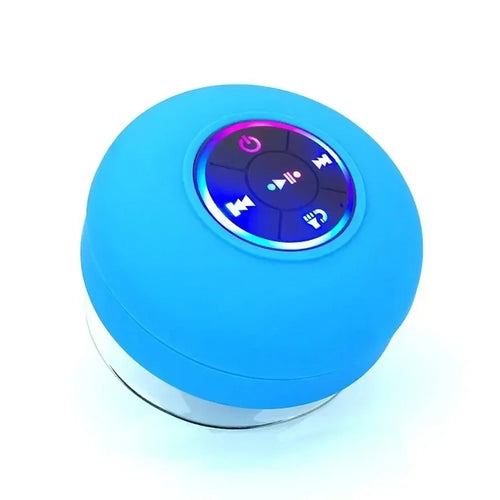 Mini Portable Large Suction Cup Speaker New Bathroom Waterproof Wireless LED Bluetooth Speaker Outdoor Sports Stereo Speaker - Color: Blue