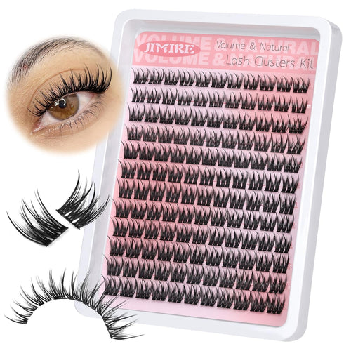 Natural Lash Clusters Wispy Cluster Eyelash Extensions 9-12MM Volume Individual Lashes 132Pcs CC Curl Classic Eyelash Clusters Soft Lash Extensions Easy to Apply for Beginners by JIMIRE